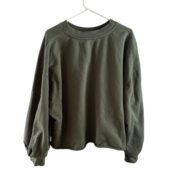 Left On Friday Field Day Green Rolled Hem Balloon Sleeve Sweater Size L/XL - Picture 2 of 7